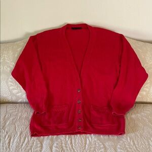 Men's/Unbranded Red Button-Front Cardigan Sweater